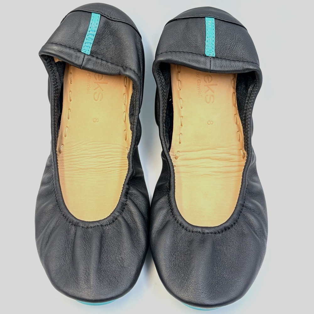 Tieks by Gavrieli Matte Black Leather Foldable Ballet Flats Womens Size 8 - Picture 2 of 7